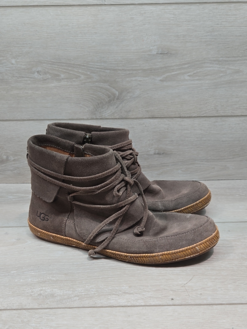 Ugg Australia Women Suede Flat High Top Shoes Boots Sz 10